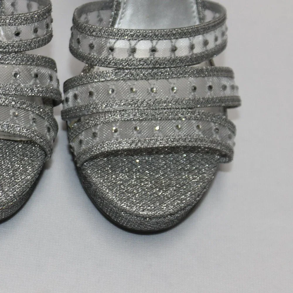 Adrianna Papell Boutique Silver Sparkle Platforms